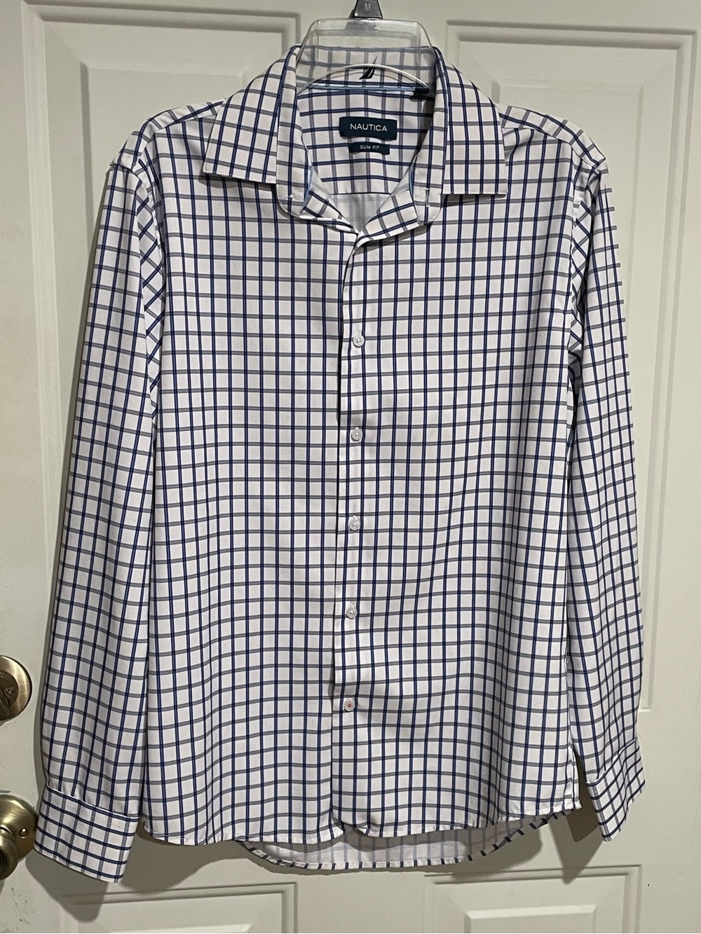 Nautica Dress Shirt with Blue & White Windowpane Check